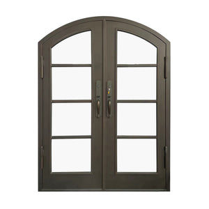 Elite Custom Made Iron Double French Door with 4 Lites and Glass