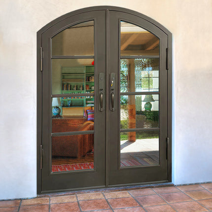 Elite Custom Made Iron Double French Door with 4 Lites and Glass