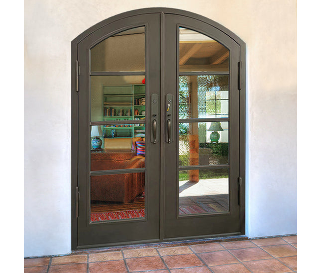 Elite Custom Made Iron Double French Door with 4 Lites and Glass