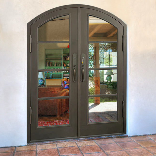 Elite Custom Made Iron Double French Door with 4 Lites and Glass