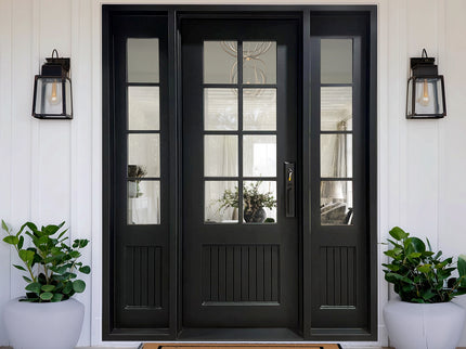 EliteCustomDoor Thermal Break Iron French Single Door with Sidelights F-T104