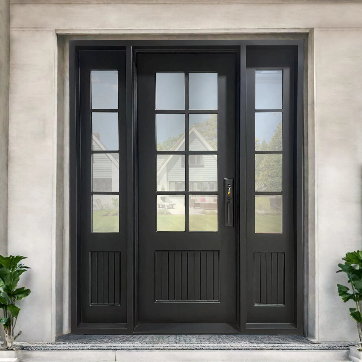 Elite Custom Made Iron Single French Door with Sidelights
