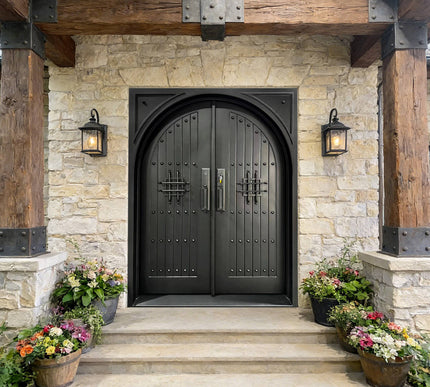 Elite Custom Door Iron Double Entry Door with Matte Black Finish