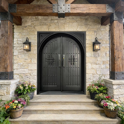 Elite Custom Door Iron Double Entry Door with Matte Black Finish