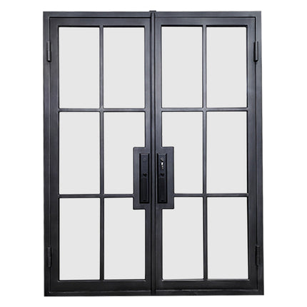 Elite Custom Wrought Iron Double French Door with 6 Lites and Glass