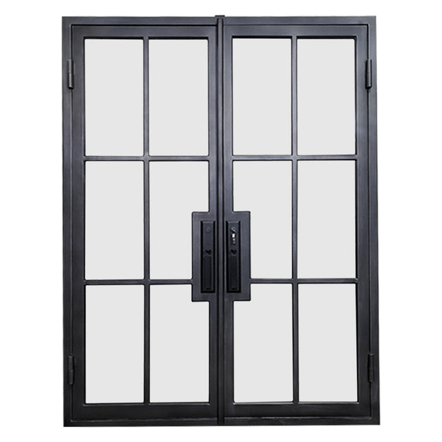 Elite Custom Wrought Iron Double French Door with 6 Lites and Glass