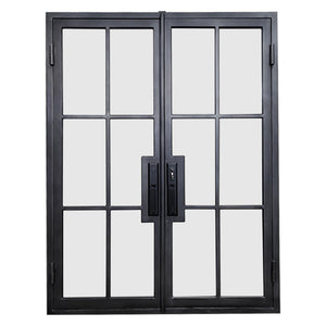 Elite Custom Wrought Iron Double French Door with 6 Lites and Glass