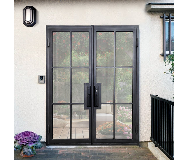 Elite Custom Wrought Iron Double French Door with 6 lites and Glass