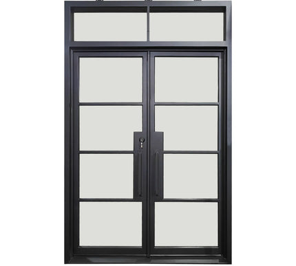 Elite Custom Door Iron Double Front Door with Transom