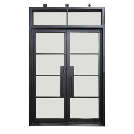 Elite Custom Door Iron Double Front Door with Transom