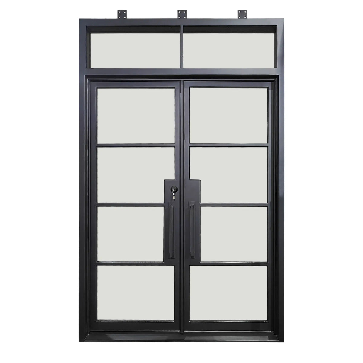 Elite Custom Door Iron Double Front Door with Transom