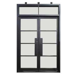 Elite Custom Door Iron Double Front Door with Transom