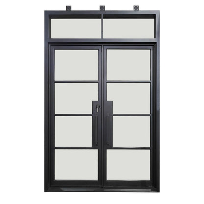 Elite Custom Door Iron Double Front Door with Transom