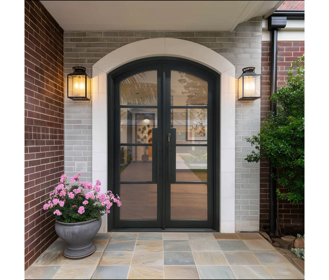ECD High Quality Double Iron French Door with Arched Top F S101