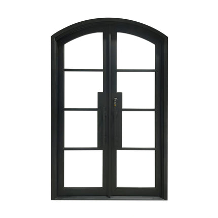 Elite Custom Double Door with arched top and matte black finish