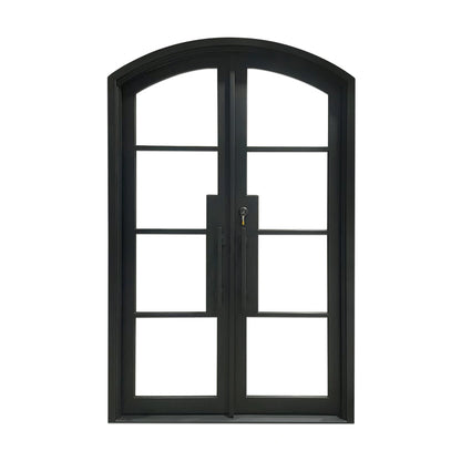 Elite Custom Double Door with arched top and matte black finish