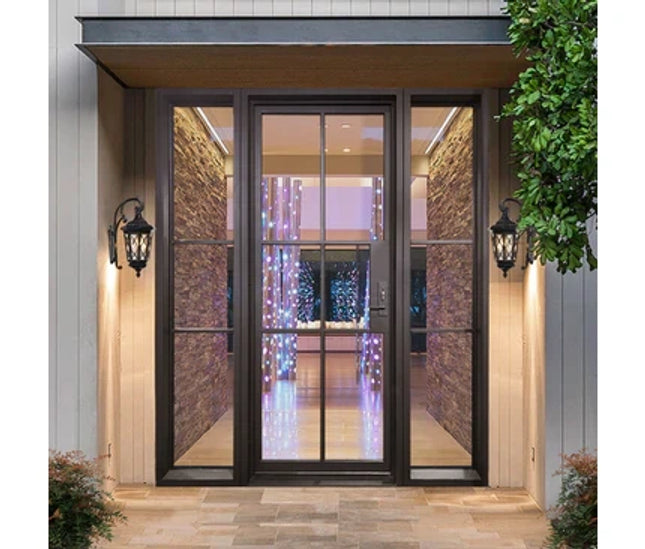Elite High Quality Iron French Single Door with Two Sidelites F-S111