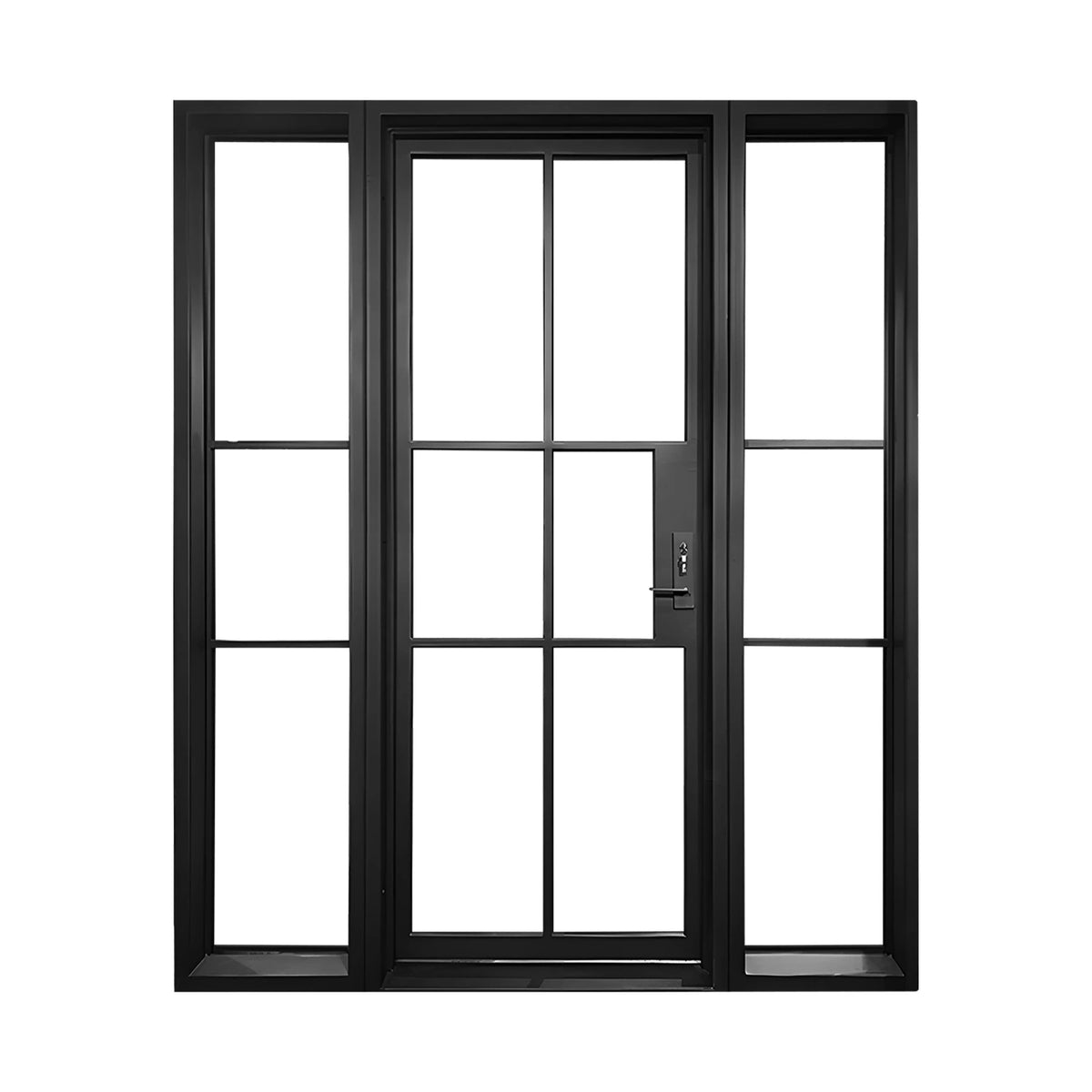 Elite Custom Door Iron French Single Door with Clear Glass and Sidelights