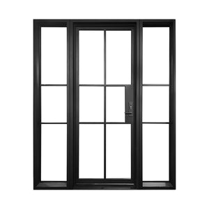 Elite Custom Door Iron French Single Door with Clear Glass and Sidelights
