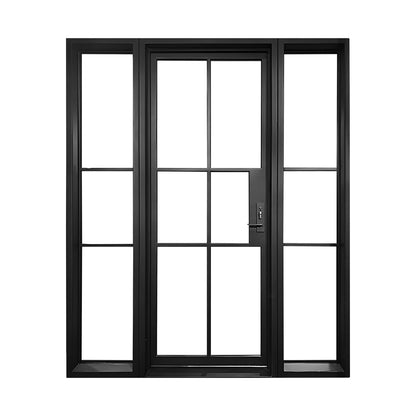 Elite Custom Door Iron French Single Door with Clear Glass and Sidelights
