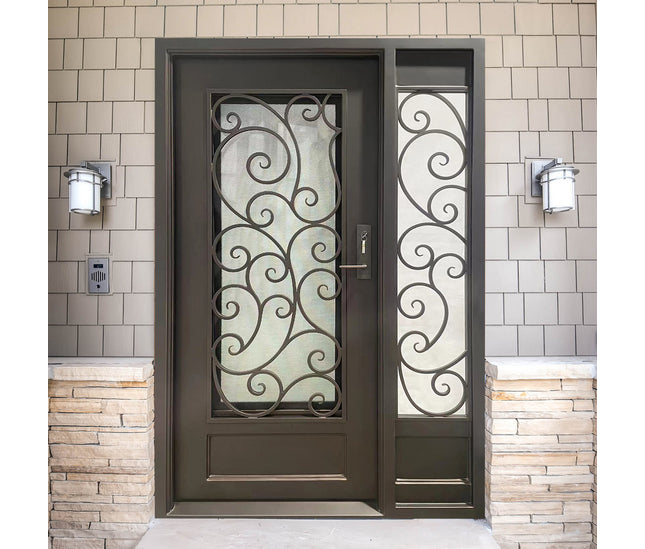 Elite High Quality Iron Single Entry Door With Single Sidelight