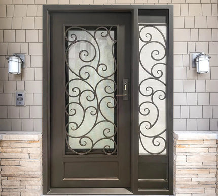 Elite High Quality Iron Single Entry Door with Single Sidelight