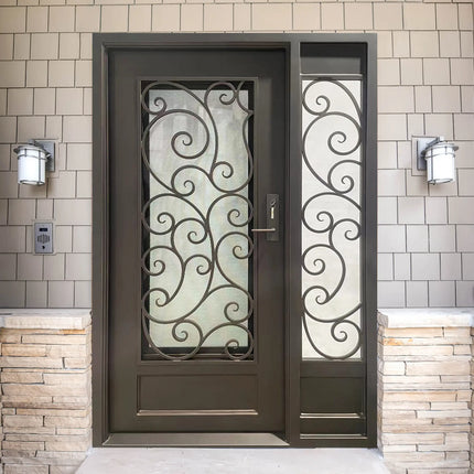 Elite High Quality Iron Single Entry Door with Single Sidelight