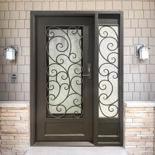 Elite High Quality Iron Single Entry Door with Single Sidelight