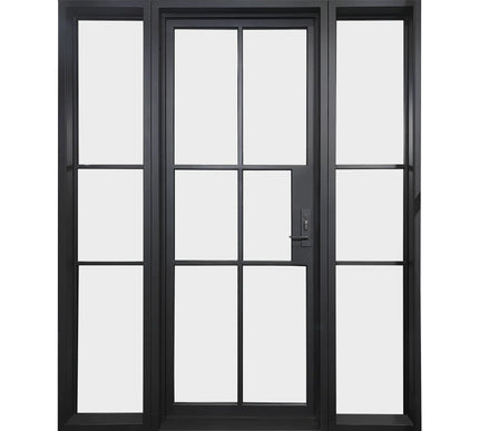 Elite Custom Door Iron Front French Single Door with Sidelights