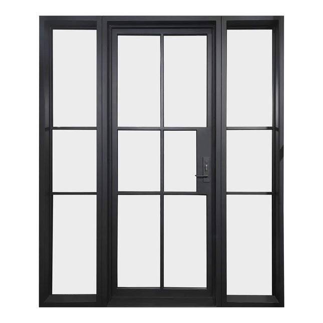 Elite Custom Door Iron Front French Single Door with Sidelights