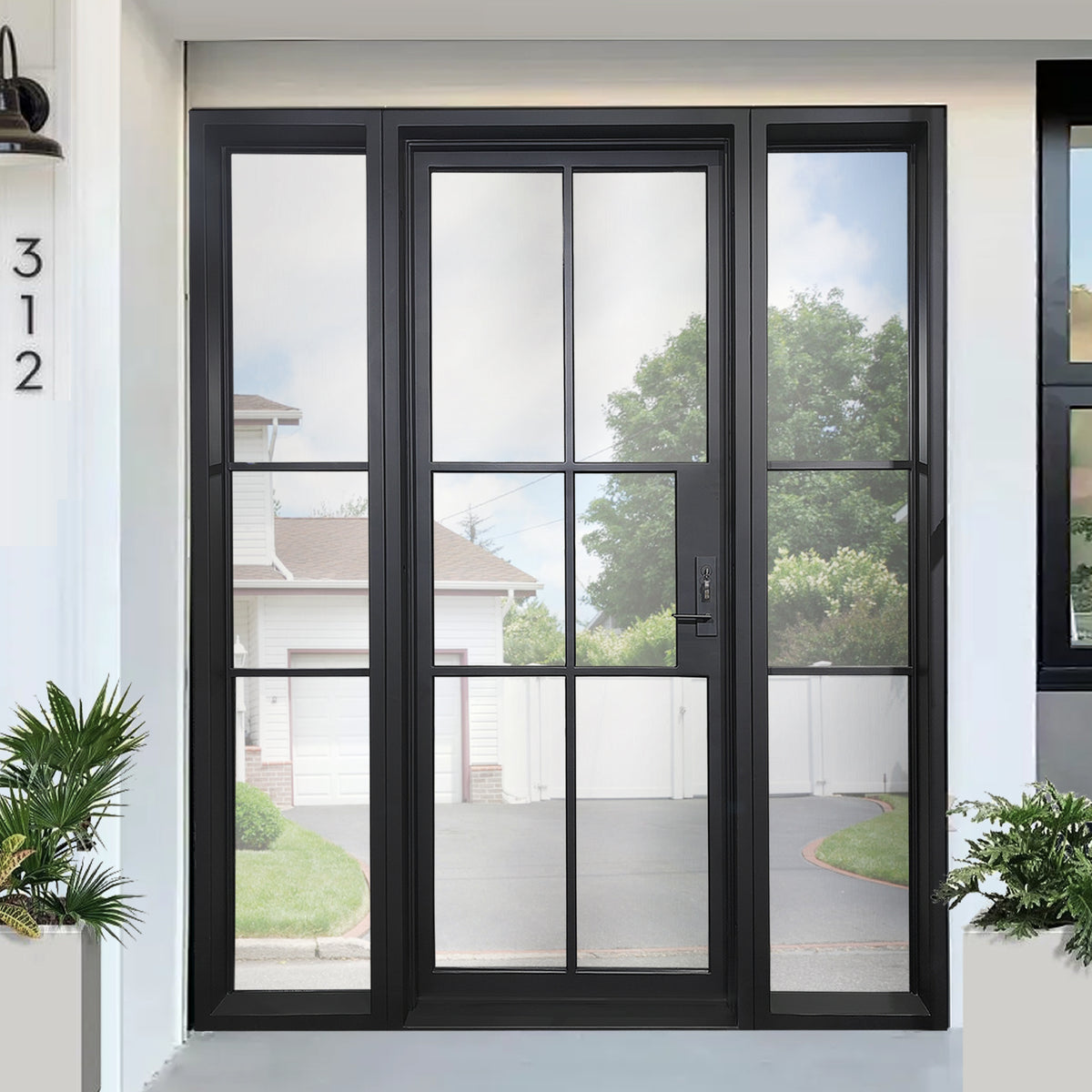 Elite High Quality Single Iron French Door with Sidelights