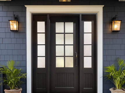 ECD Termal Break Iron French Single Door with Double Sidelites and Frosted Glass