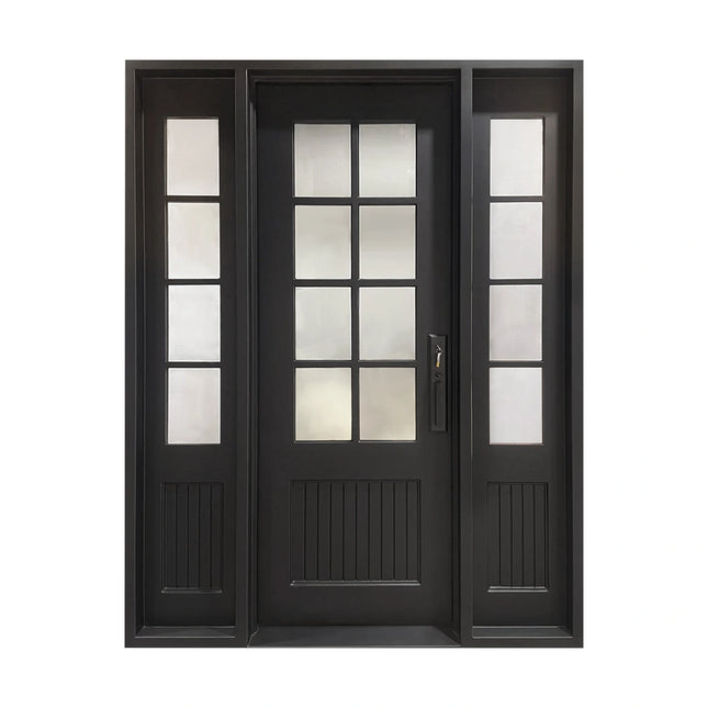 Elite Custom Door Ion French Single Entry Door withTwo Sidelights