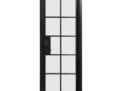  Simple Iron French Single Door With 10lites And Smart Lock