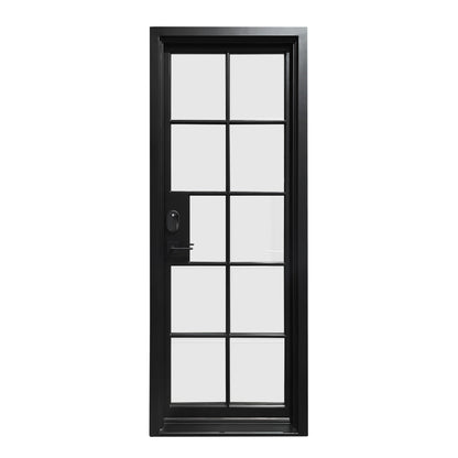  Simple Iron French Single Door With 10lites And Smart Lock