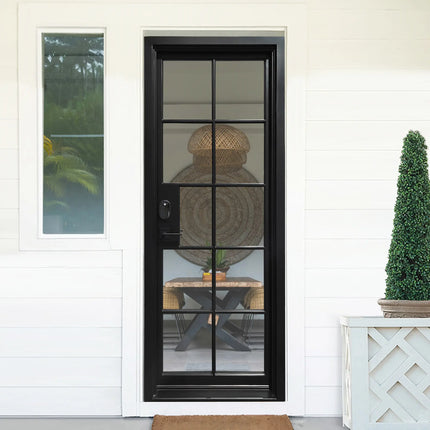 Simple Iron French Single Door With 10lites And Smart Lock