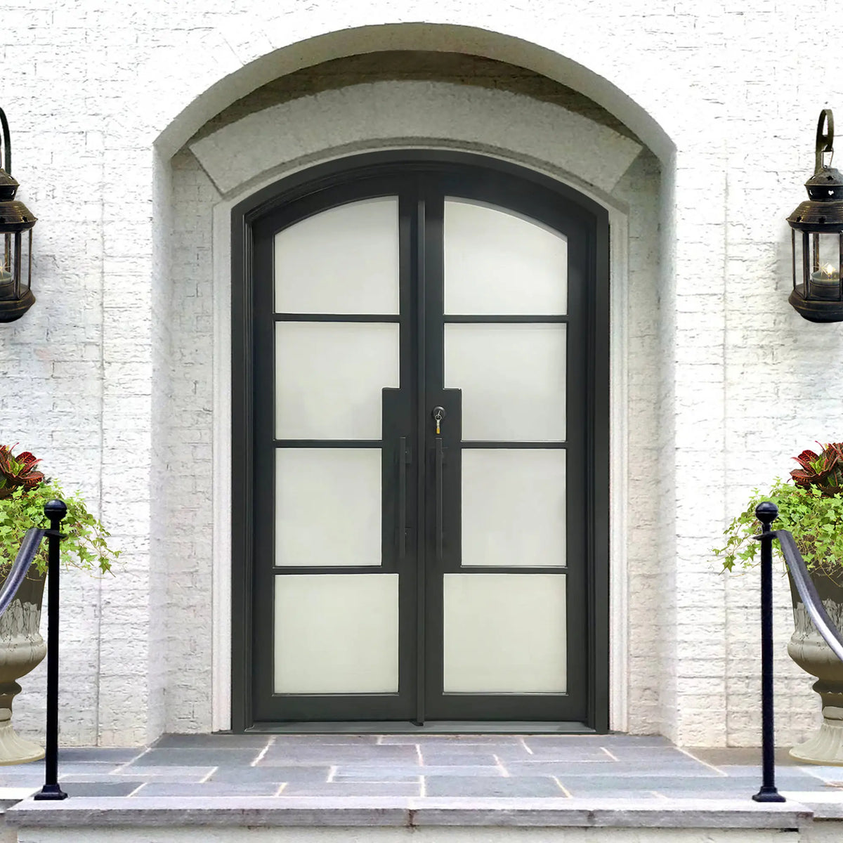 Elite Themal break double iron french door with frosted glass F-T119