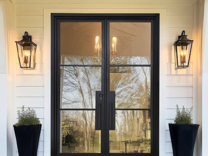 EliteCustomDoor Thermal Break Iron French Double Door with 3lites and Glass
