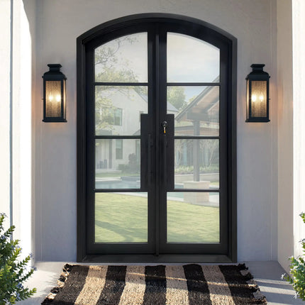 Elite Thermal break iron french double door with arched top F-T101