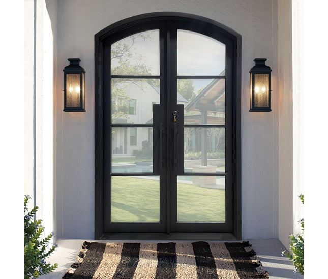 Elite Thermal break iron french double door with arched top F-T101