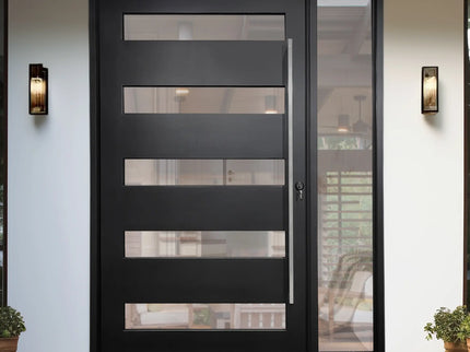 Elite Thermal Break Single Iron Pivot Door With A Sidelight