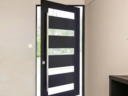 EliteCustomDoor Thermal Break Single Iron Pivot Door with Neat Design Tempered Glass P-T101