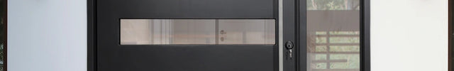 Elite Thermal break single iron pivot door with a sidelight P-S103