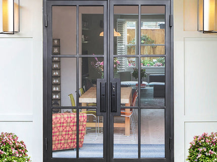 Elite Wrought Iron French Double Door with 6 Lites and Clear Glass F-S112