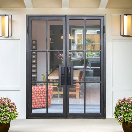 Elite Wrought Iron French Double Door with 6 Lites and Clear Glass F-S112