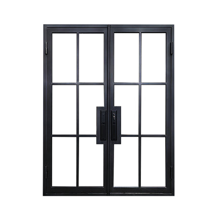 Elite Custom Door Iron French Double Front Door with 6 Lites
