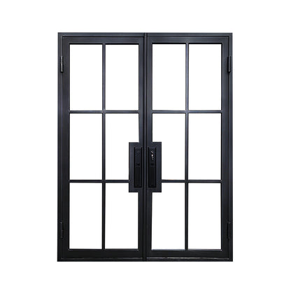 Elite Custom Door Iron French Double Front Door with 6 Lites