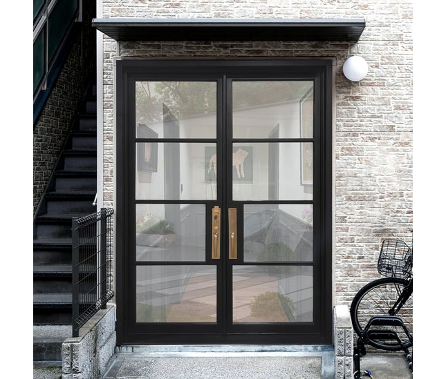 Elite Wrought Iron French Double Door with  Black Color F-S108