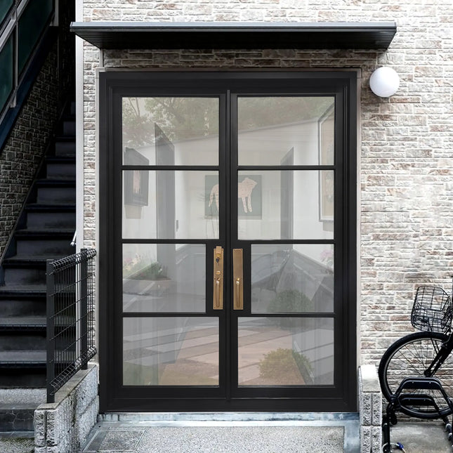 Elite Wrought Iron French Double Door with  Black Color F-S108