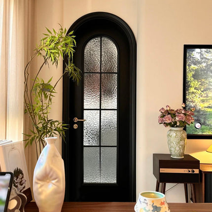 Elite Wrought iron interior single  french door with round top F-I101